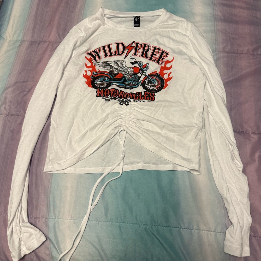 Long sleeve white crop top
